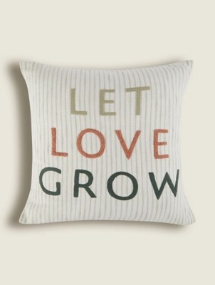 Natural Let Love Grow Slogan Cushion Home at ASDA
