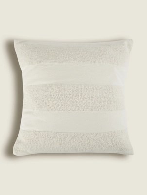 White Thick Stripe Textured Cushion Home at ASDA