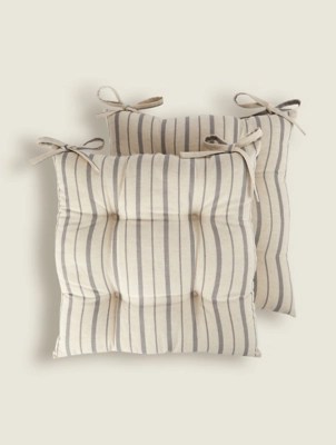 Natural Stripe Seat Pad Set of 2 Home at ASDA