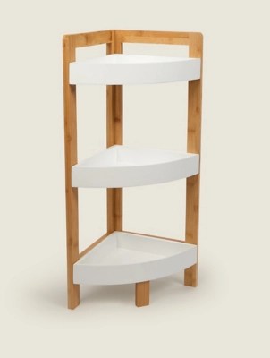 Natural Corner Bamboo Shelves Home at ASDA