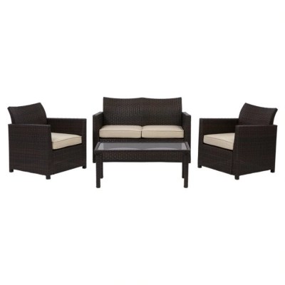 Brown Jakarta Outdoor Sofa Set 4 Piece Garden At Asda