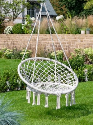 Cream Hanging Macrame Chair Outdoor & Garden at ASDA