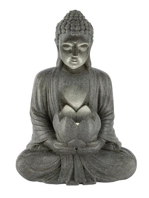 Grey Resin Buddha Solar Light Outdoor & Garden at ASDA