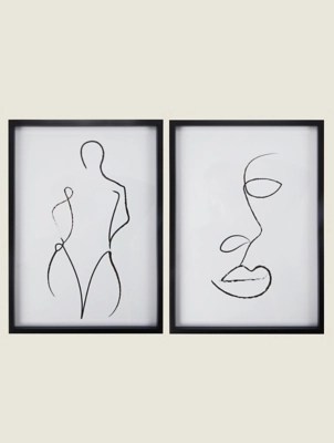 Face & Body Framed Wall Art Set of 2 Home at ASDA