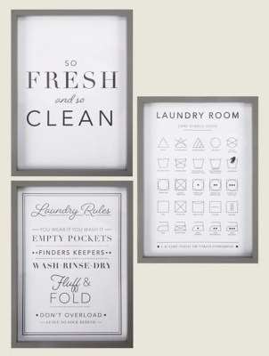 Grey Laundry Framed Wall Art Set of 3 Home at ASDA