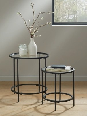 Black Metal and Glass Side Tables Home at ASDA