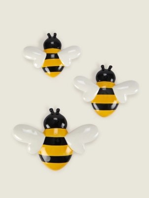 Yellow Bee Wall Art Set of 3 Home at ASDA
