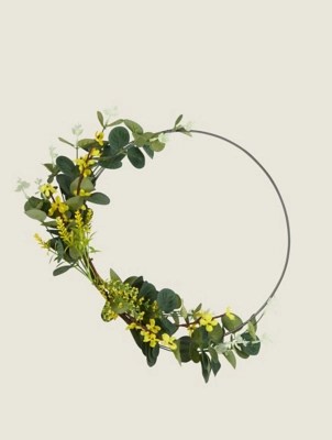 Yellow Artificial Floral Wreath Home at ASDA