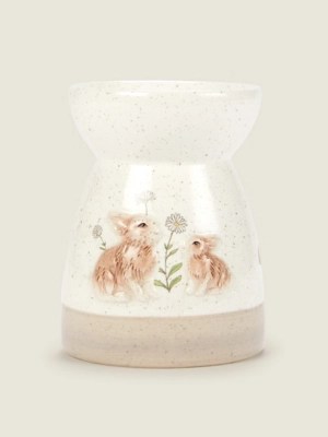 White Bunny Graphic Ceramic Oil Burner Home at ASDA