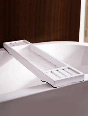 Just Wellness White Bamboo Bath Tray Home at ASDA