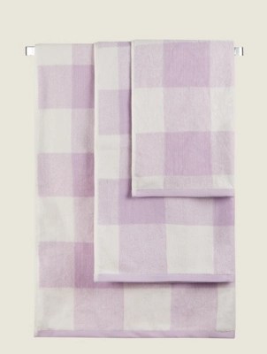 Large Check Lilac Towel Range Home at ASDA