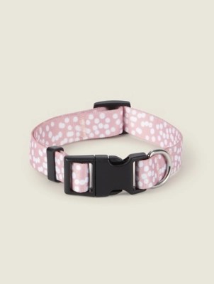 Pink & White Spot Print Medium / Large Dog Collar Home at ASDA