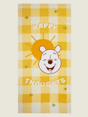 Disney Winnie the Pooh Printed Yellow Beach Towel Home at ASDA