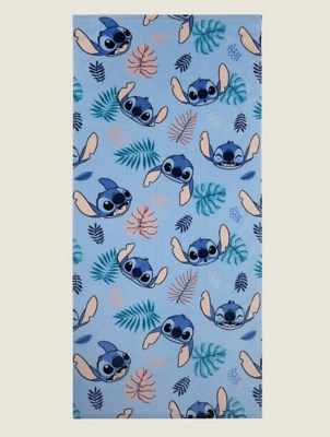 Disney Stitch Palm Printed Blue Beach Towel Home at ASDA