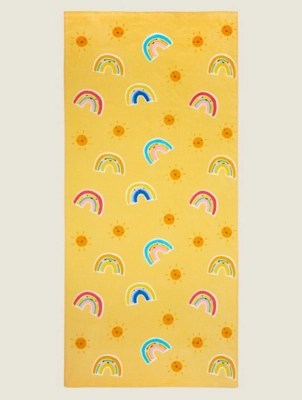 Yellow Rainbow Printed Beach Towel Home at ASDA