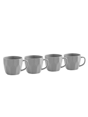 Grey Matte Faceted Mug Set of 4 Home at ASDA