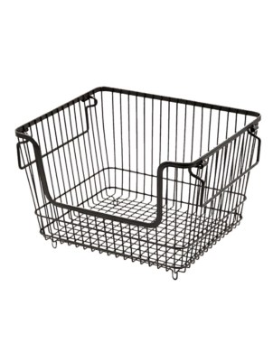 Black Stackable Storage Basket Set of 2 Home at ASDA