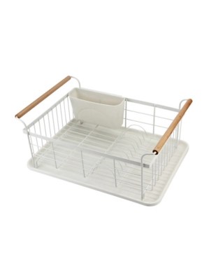 White Dish Rack With Wooden Handles Home at ASDA