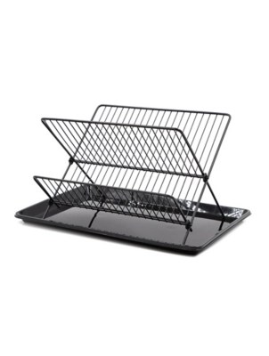 Black Foldable Dish Rack With Drip Tray Home at ASDA