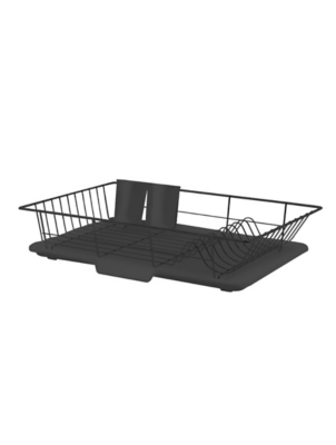 Black Large Dish Rack With Drip Tray Home at ASDA