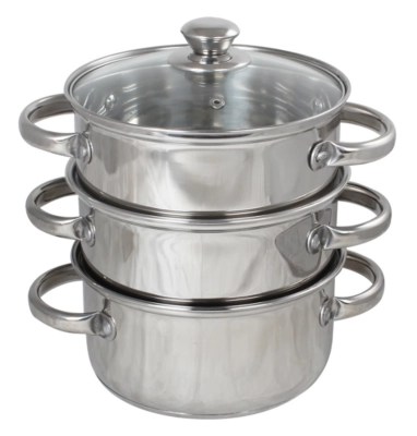 Stainless Steel 3 Tier Steamer Home at ASDA