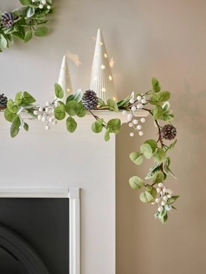 Green & White Christmas Berry Garland Christmas at ASDA