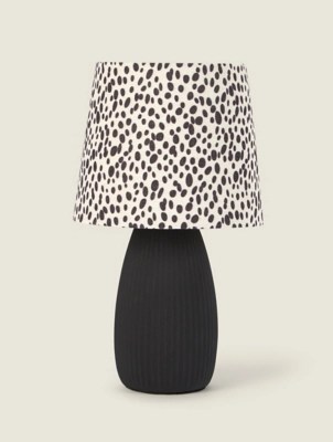 Black Ribbed Table Lamp With Printed Shade Home at ASDA