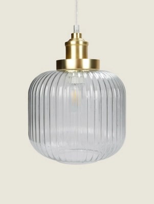 Clear Ribbed Glass Easy Fit Ceiling Light Home at ASDA