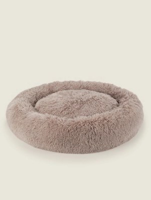 Natural Large Donut Sherpa Pet Bed Home at ASDA