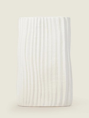 White Ribbed Lozenge Vase Home at ASDA