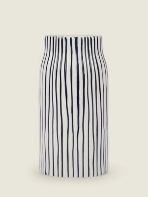 Navy HandPainted Stripe Vase Home at ASDA