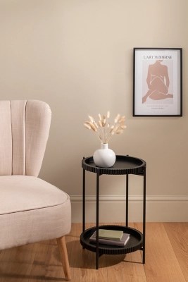 Black Ribbed Side Table Home at ASDA