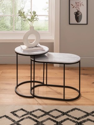 Black Marble Table Set of 2 Home at ASDA