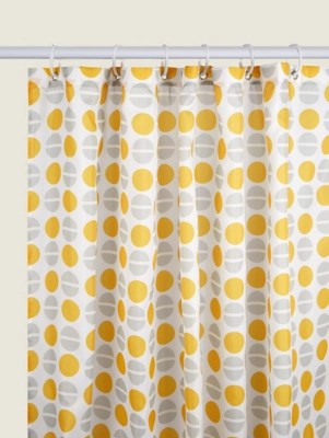 Grey & Yellow Abstract Print Shower Curtain Home at ASDA