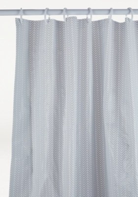 Grey Chevron Shower Curtain Home at ASDA