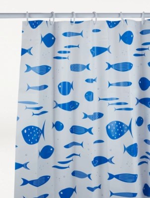 Blue Fish Shower Curtain Home at ASDA
