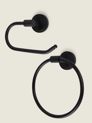 Black Bathroom Wall Mount Accessories Set of 2 Home at ASDA