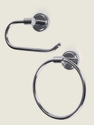 Silver Bathroom Wall Mount Accessories Set of 2 Home at ASDA