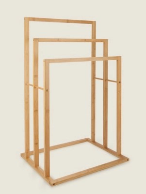 Natural Bamboo Towel Rail Home at ASDA