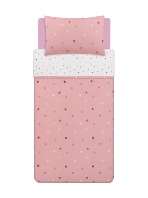Pink Star & Check Single Duvet Set Set of 2 Home at ASDA