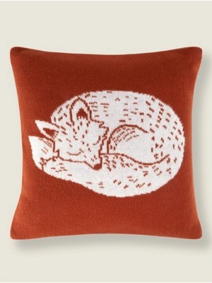 Orange Knitted Fox Cushion Home at ASDA