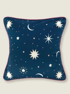Navy Moon & Stars Cushion Home at ASDA