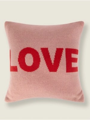 Pink Knitted LOVE Embroidered Cushion Home at ASDA