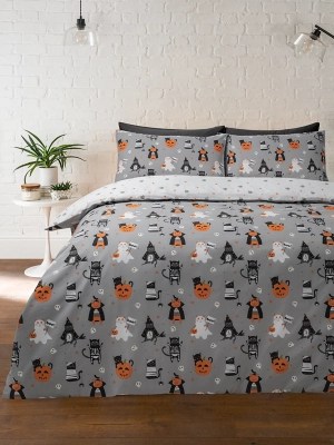 Halloween Cats Reversible Duvet Set Home at ASDA