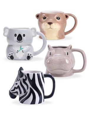 Animal Shaped Mugs Set of 4 Home at ASDA