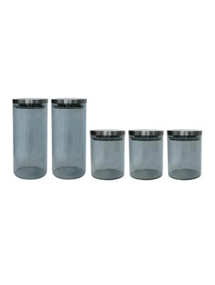Grey Smokey Canister Set of 5 Home at ASDA