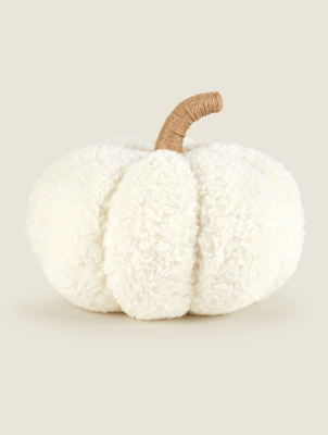 Cream 3D Sherpa Pumpkin Halloween Cushion Home at ASDA