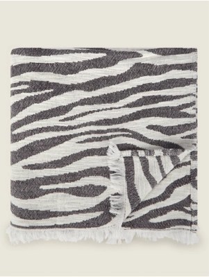 Grey Zebra Print Throw Home at ASDA