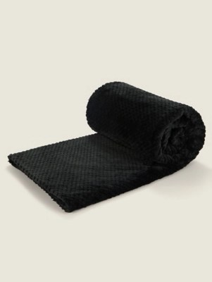 Black Waffle Super Soft Throw Home at ASDA
