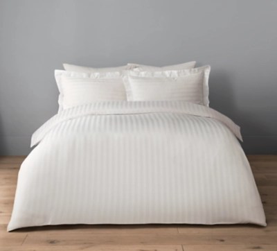 White 100 Cotton Sateen Stripe Duvet Set Home at ASDA